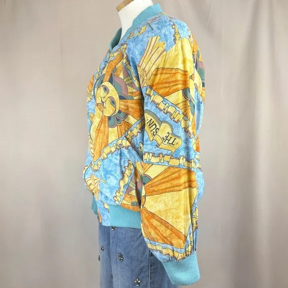 Vintage 80s MULBERRY STREET Womens (M) Bomber Jacket Coastal Aztec Sun mobwife - Picture 6 of 10